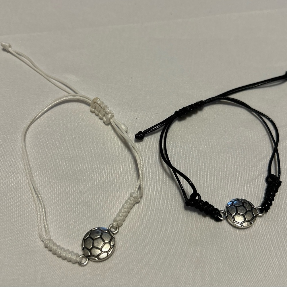 Wax Thread Alloy Woven Soccer  Party Gift Bracelets Anklet Ajustable Set Of 2